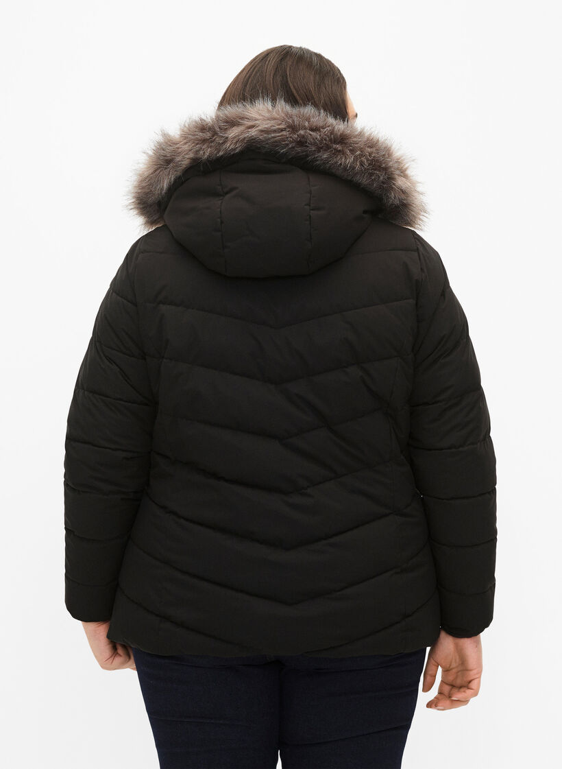 Kurze Steppjacke mit Kapuze, Schwarz, Model image number 2
