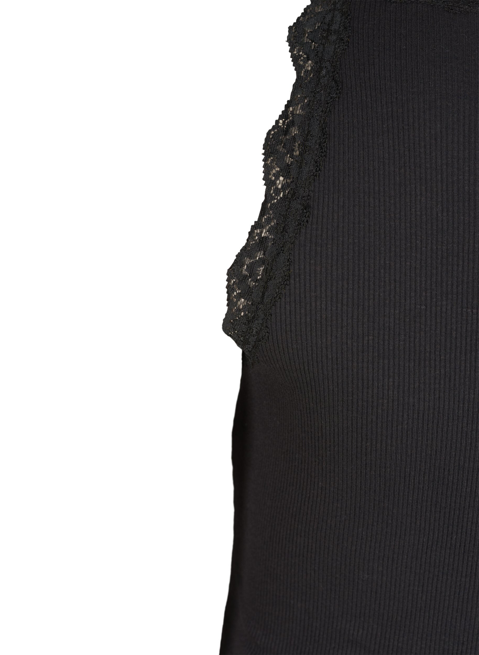 ZizziTop mit Spitzensaum, Schwarz, Packshot image number 3