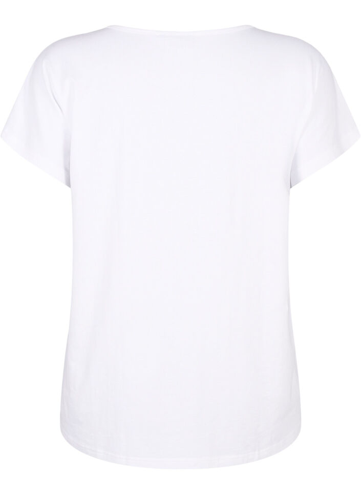 T-Shirt mit V-Ausschnitt und Brusttasche, Bright White, Packshot image number 1