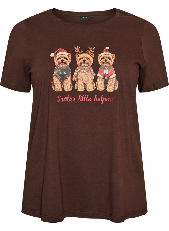 Weihnachts-T-Shirt aus Bio-Baumwolle, Braun, Packshot image number 0