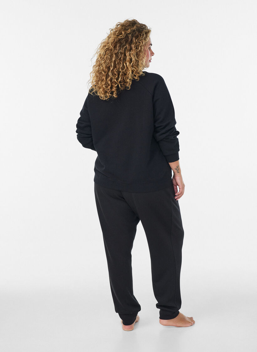 Sweatjacke mit hohem Kragen und Rei&szlig;verschluss, Schwarz, Model image number 2