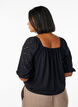 Bluse mit kurzen Puff&auml;rmeln und Lochmuster, Schwarz, Model image number 2