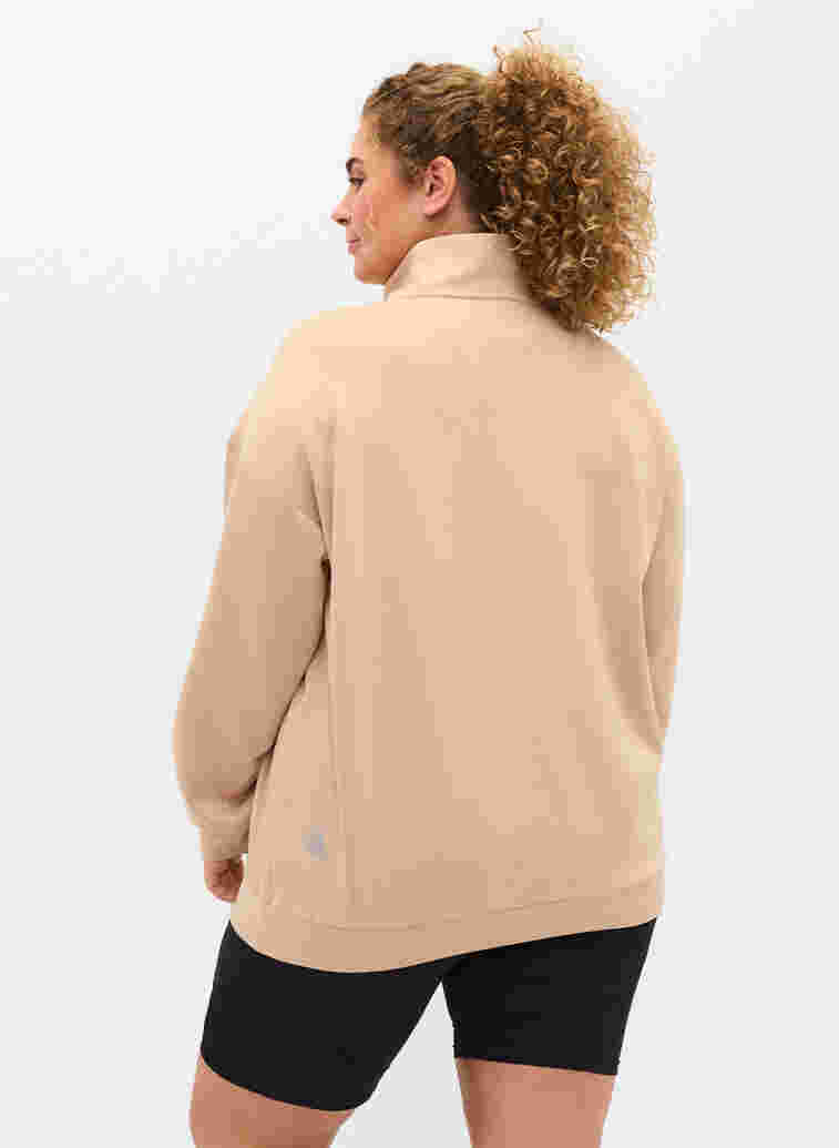 Hochgeschlossenes Sweatshirt mit Reißverschluss, Oatmeal, Model image number 1