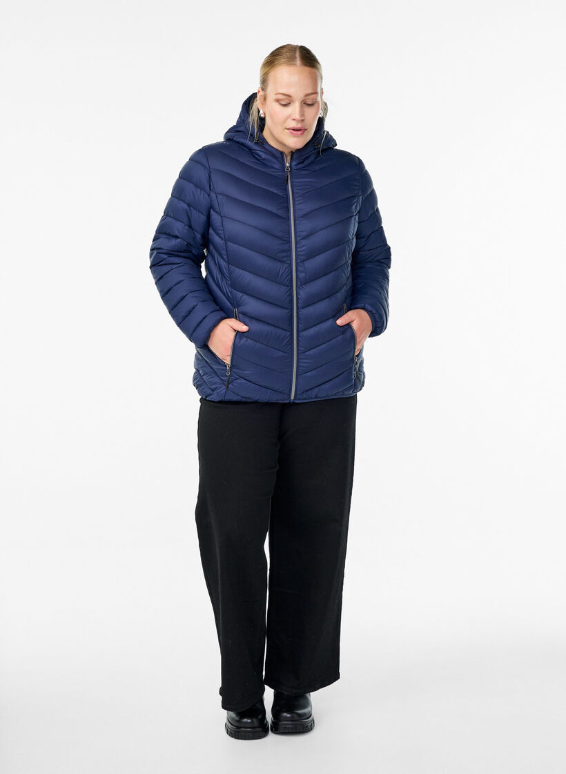 Leichte Steppjacke mit Kapuze, Blau, Model image number 1