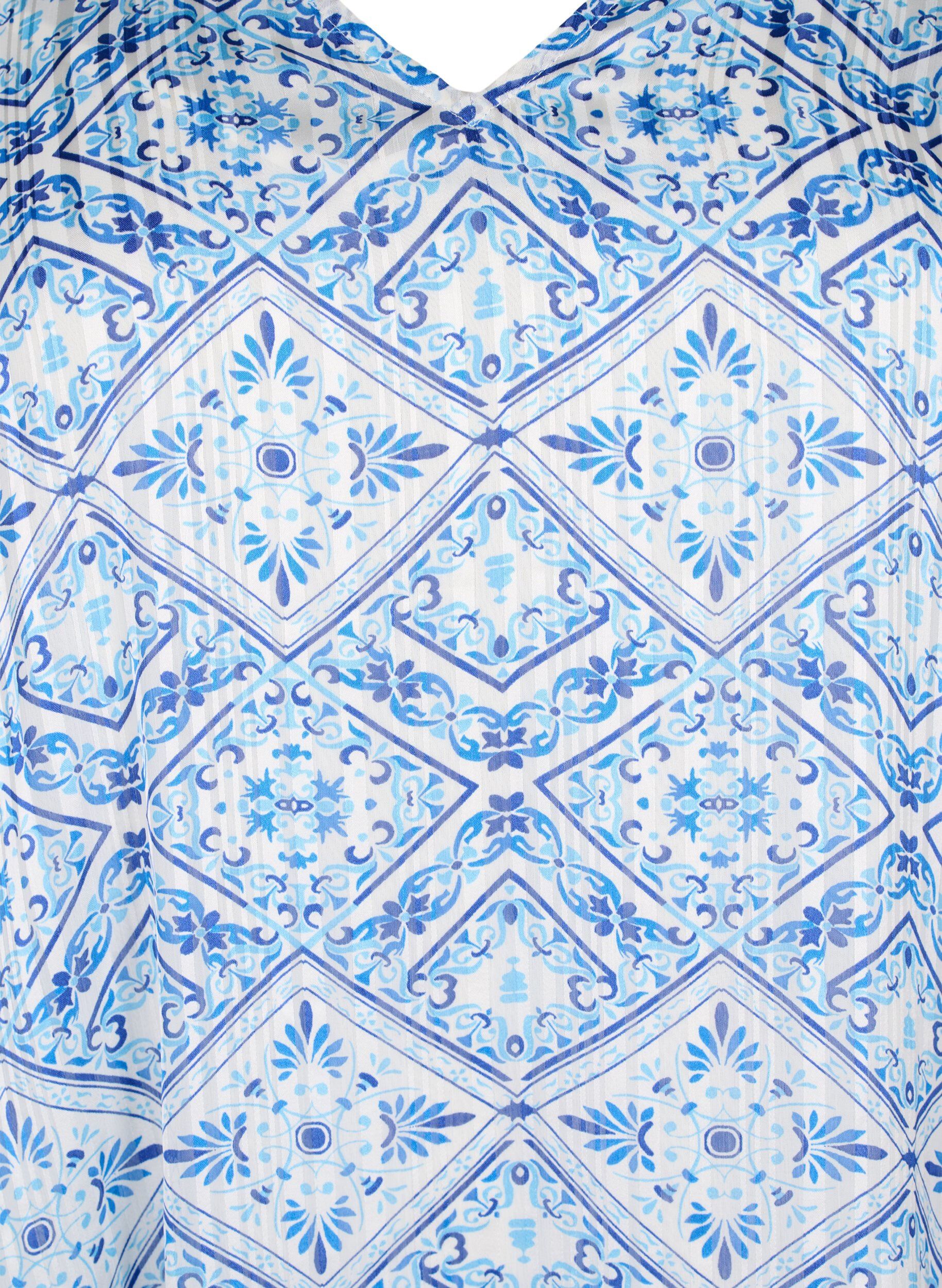 ZizziBedrucktes Kleid mit V-Ausschnitt und 3/4-&Auml;rmeln, Birch Graphic AOP, Packshot image number 2