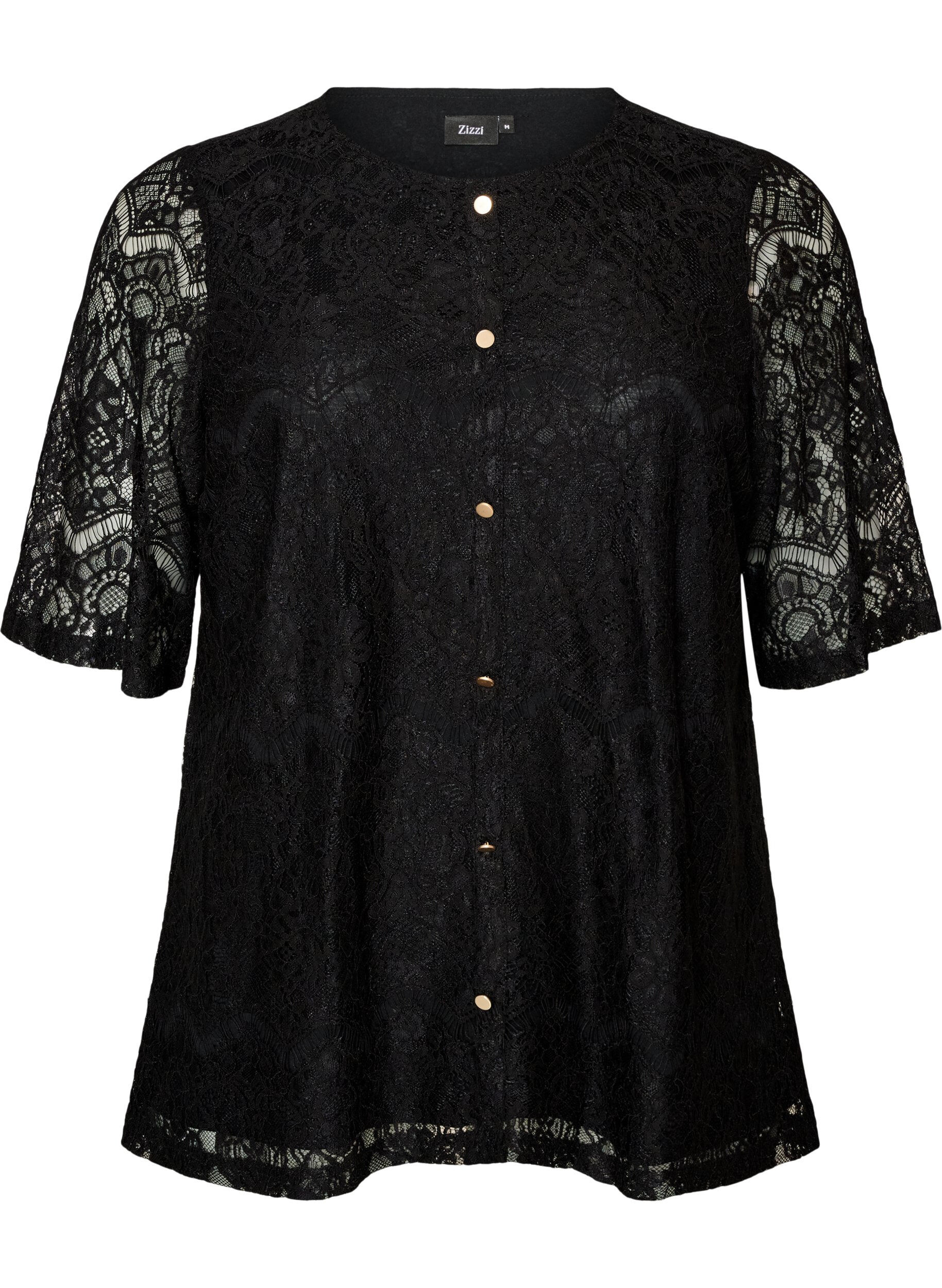 Bluse aus Spitze mit Zierkn&ouml;pfen