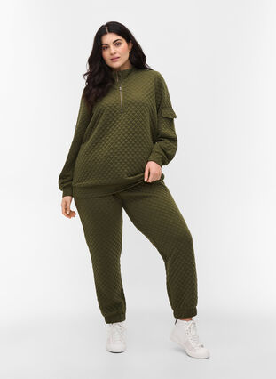 Stepp-Sweatshirt mit Reißverschluss, Ivy Green, Model image number 2