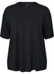 Nacht-T-Shirt aus Modal mit Kontrastband, Schwarz, Packshot image number 0