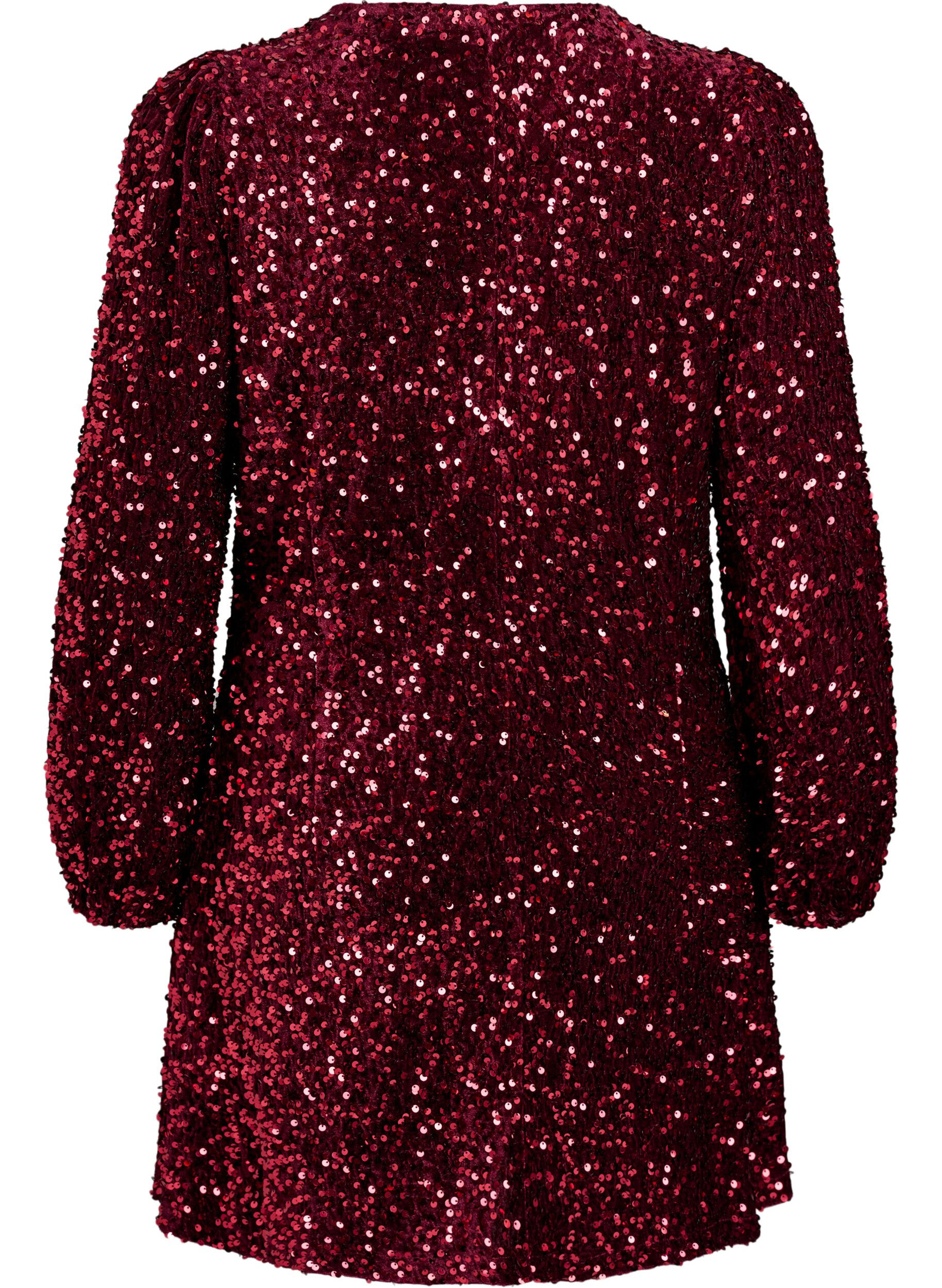 ZizziKurzes A-Linien-Pailletten-Kleid, Rot, Packshot image number 1