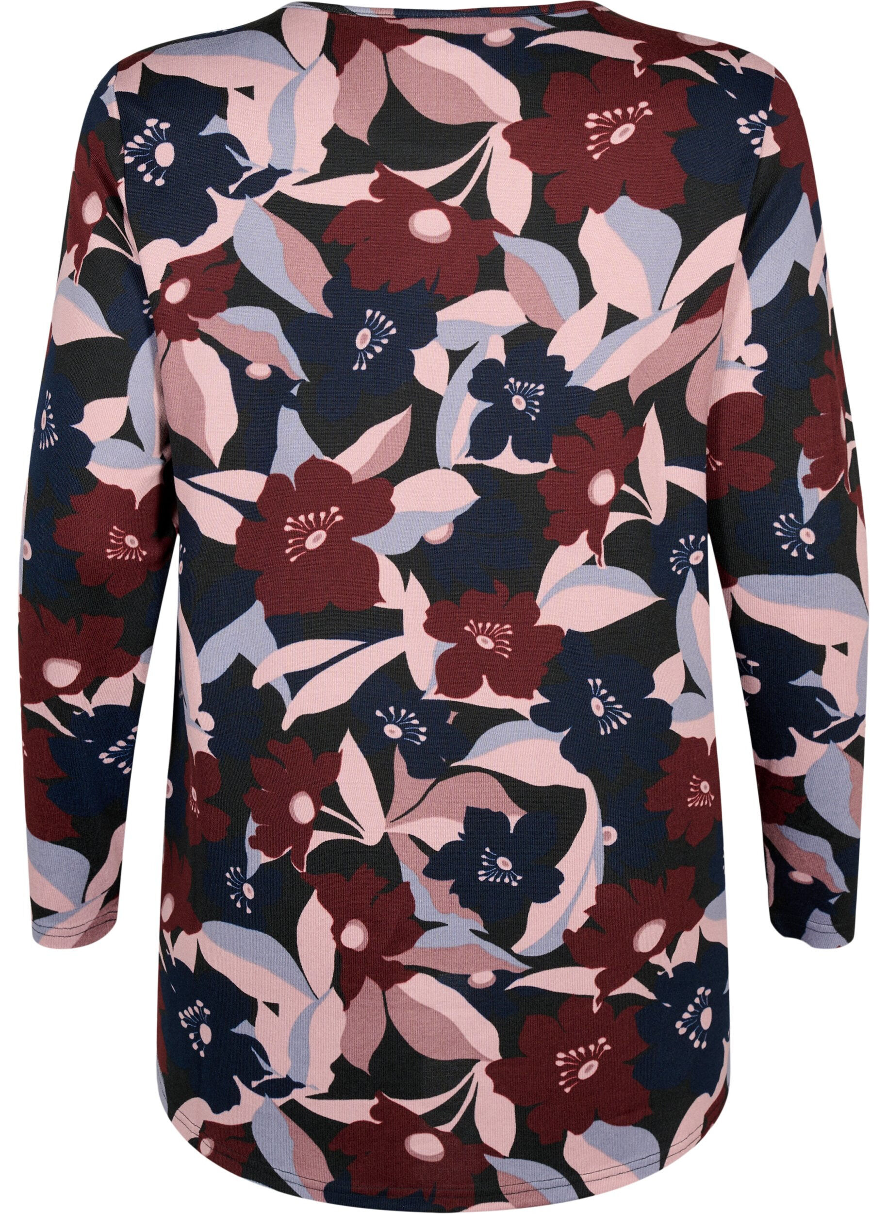 ZizziGebl&uuml;mte Bluse mit langen &Auml;rmeln, Black Rose Flower, Packshot image number 1