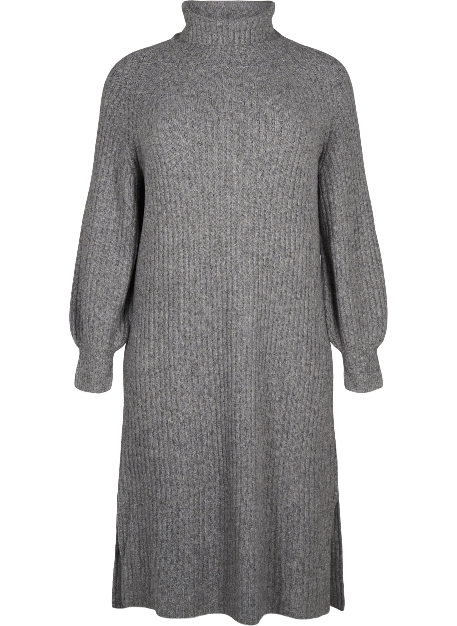 ZizziLanges Strickkleid mit Rollkragen, Medium Grey Mel., Packshot image number 0