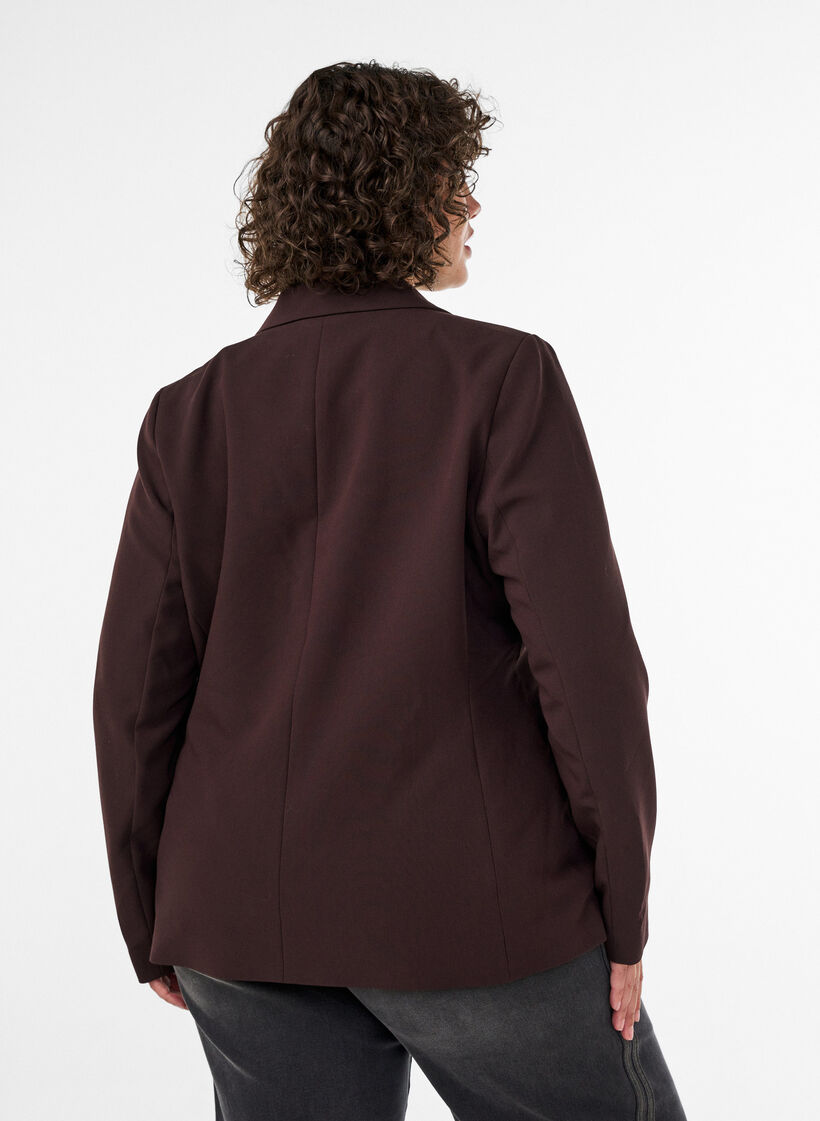 Klassischer Blazer mit 1-Knopf-Verschluss, Braun, Model image number 2
