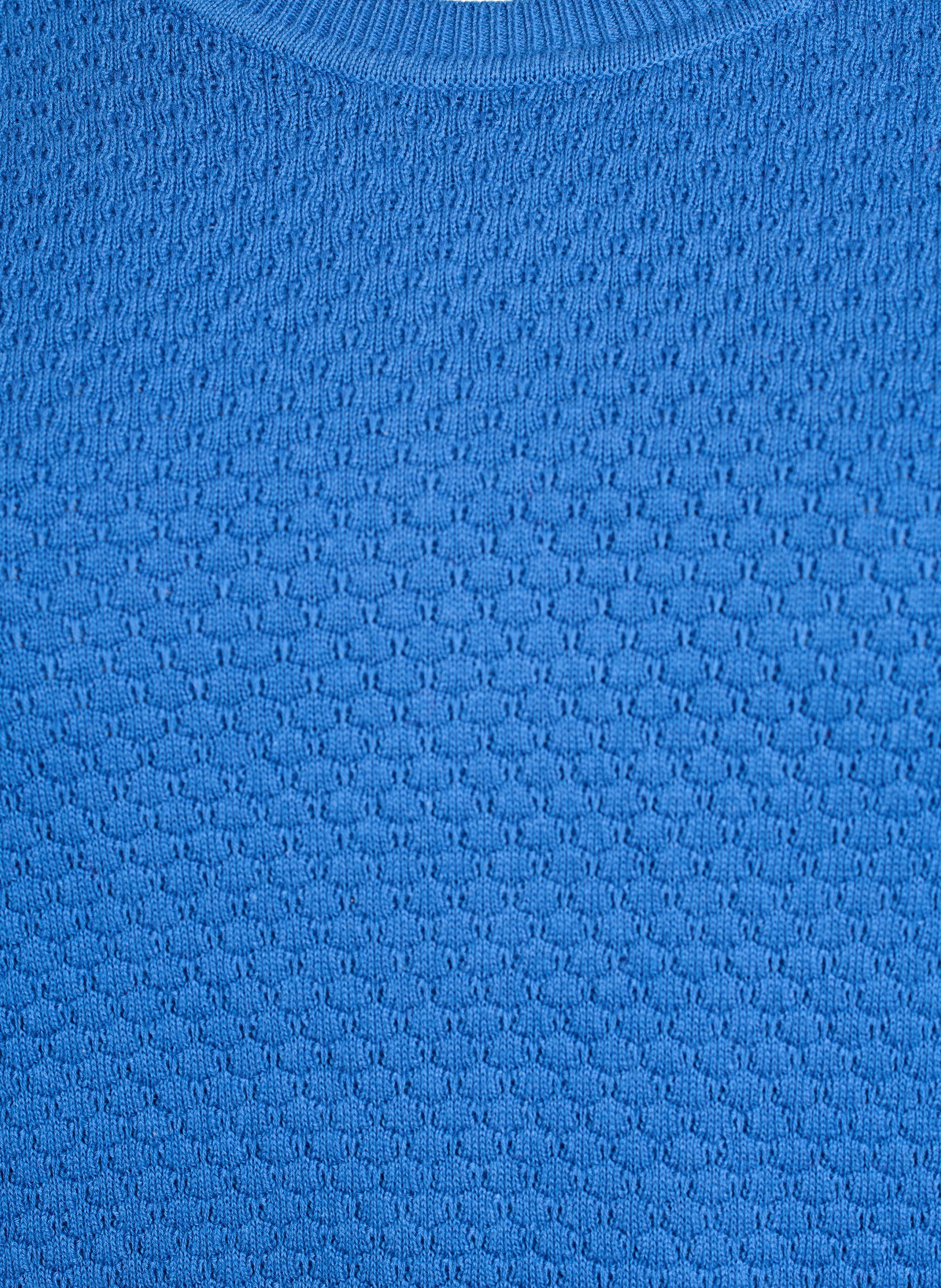 ZizziStrickbluse aus Baumwolle mit Strukturmuster, Blau, Packshot image number 2