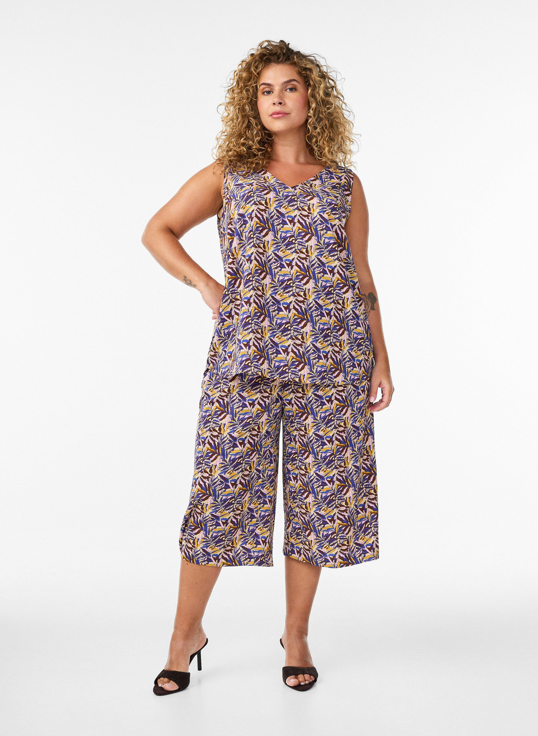 ZizziCulotte-Hose mit Print, Beige, Model image number 0