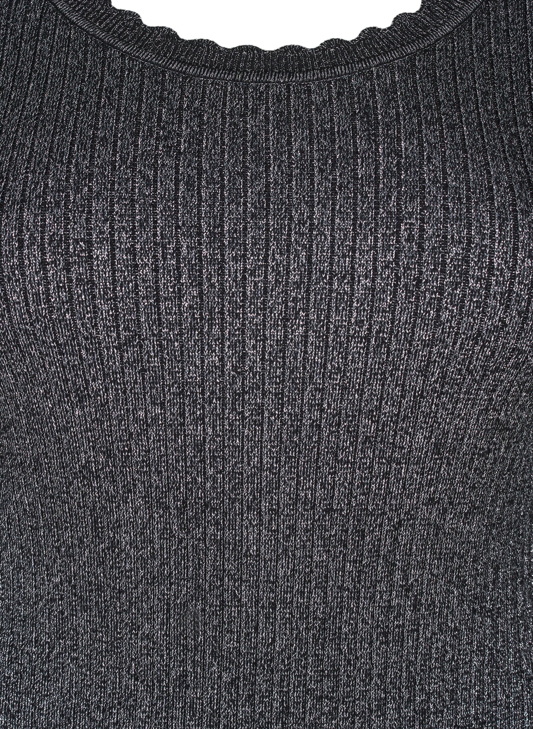 ZizziEng anliegende Strickbluse mit Glitzerfaden, Schwarz, Packshot image number 2