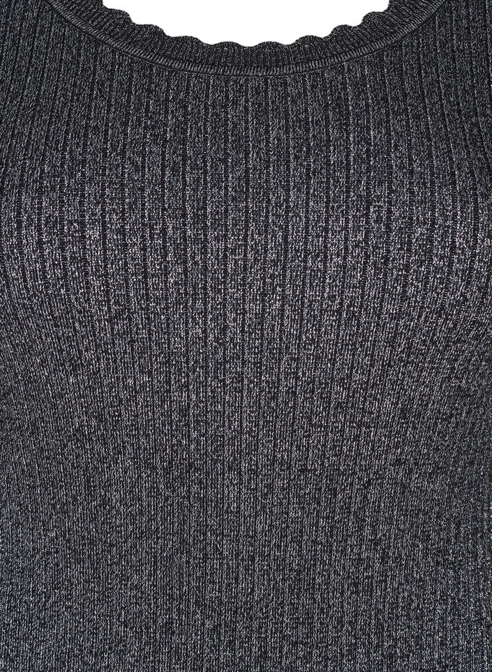 Eng anliegende Strickbluse mit Glitzerfaden, Schwarz, Packshot image number 2