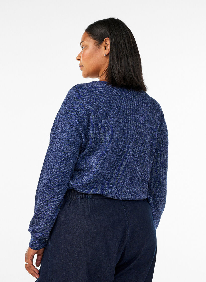 Bluse aus Jersey mit V-Ausschnitt und langen &Auml;rmeln, Blau, Model image number 2