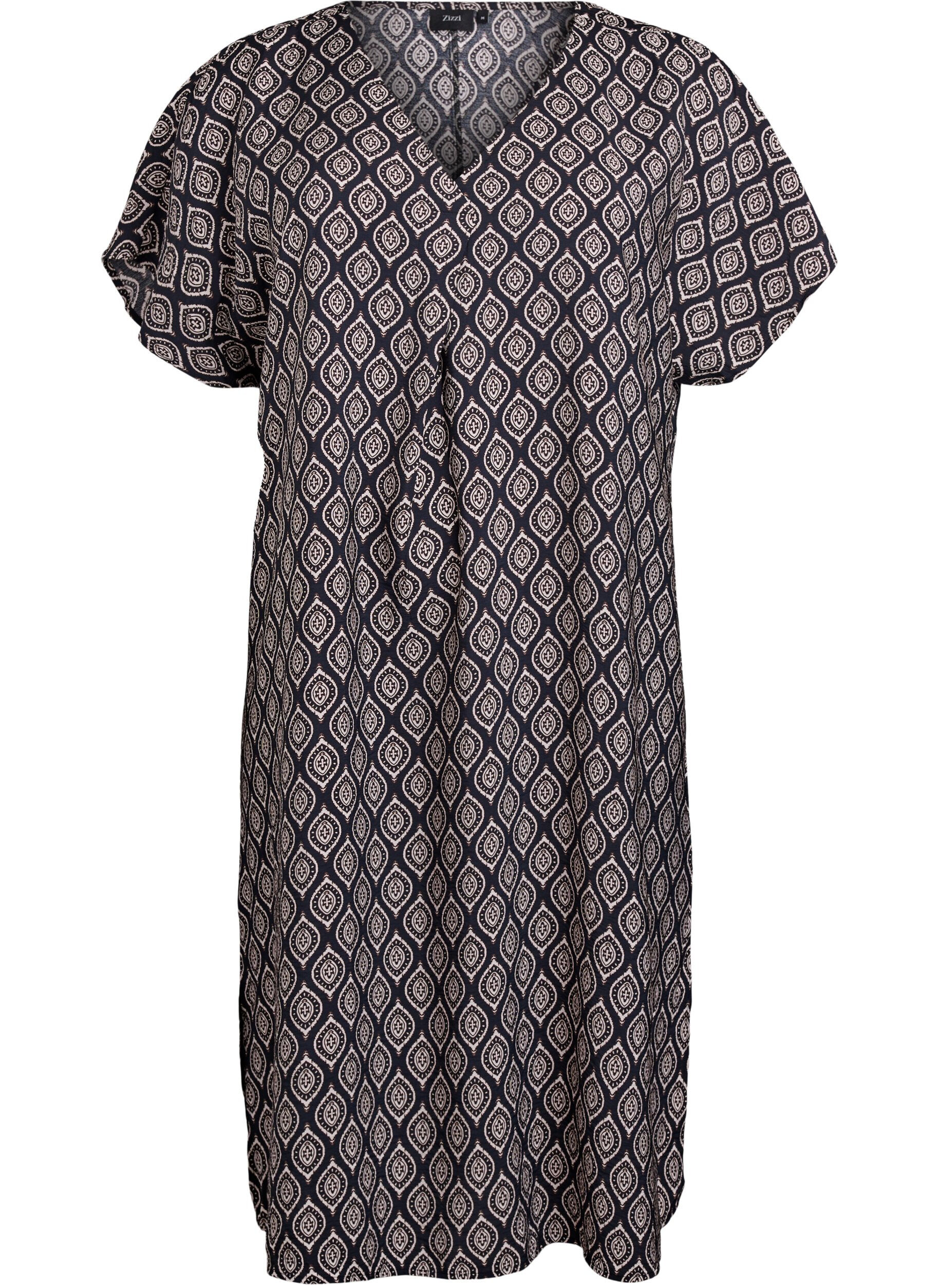 Kleid aus Viskose mit V-Ausschnitt