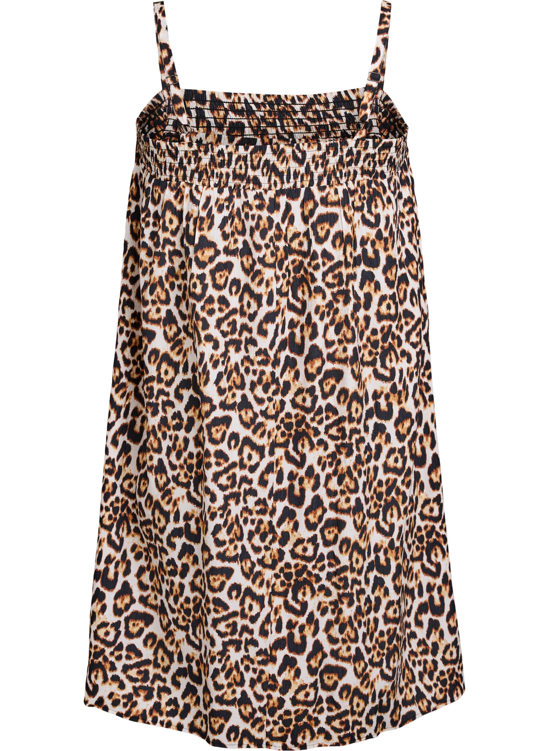 ZizziKurzes Kleid aus Viskose mit Spaghettitr&auml;gern, Beige, Packshot image number 1