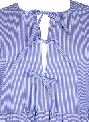 Gestreifte Baumwollbluse mit Bindedetail, Baja Blue Stripe, Packshot image number 2