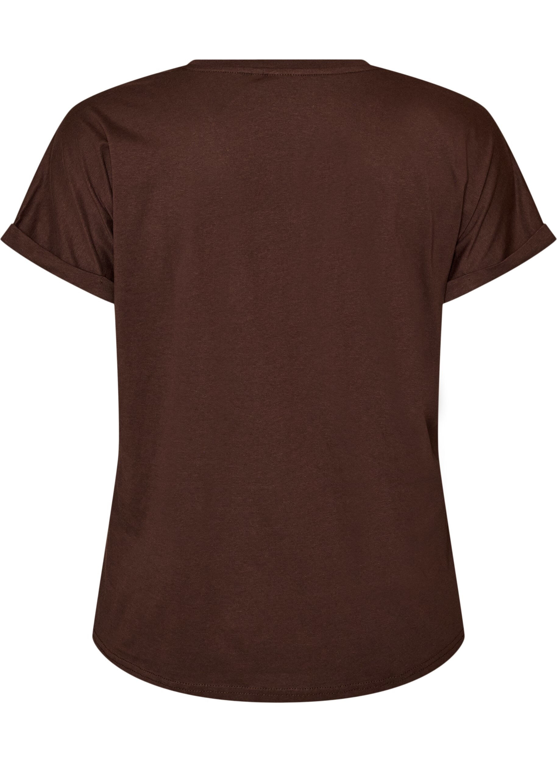 ZizziT-Shirt aus Baumwolle mit Blumenprint, Braun, Packshot image number 1