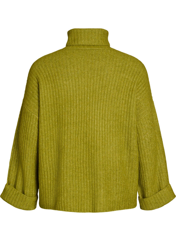 Stricktop mit Rollkragen, Gr&uuml;n, Packshot image number 1