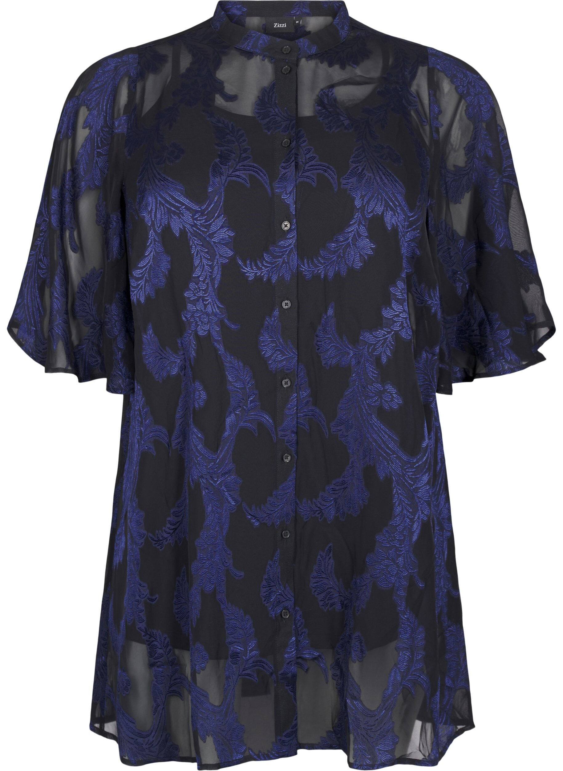 ZizziTunika aus Chiffon mit Jacquardmuster, Evening Blue, Packshot image number 0