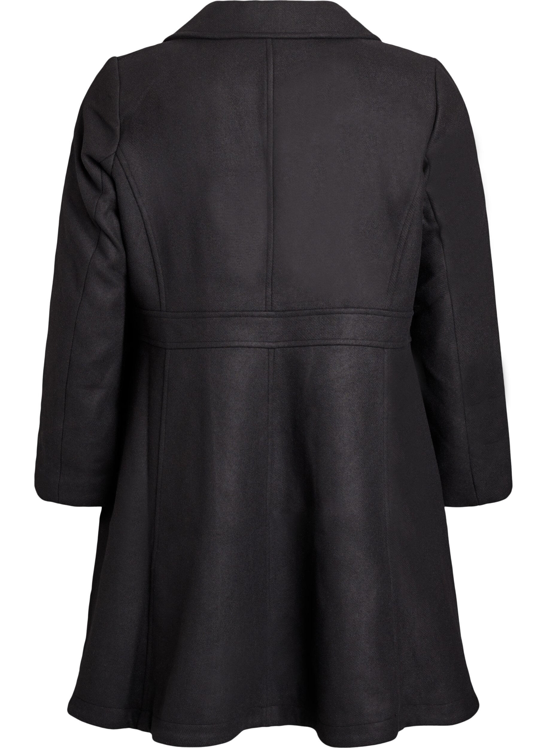 ZizziWollmantel in A-Linie mit Taschen, Schwarz, Packshot image number 1
