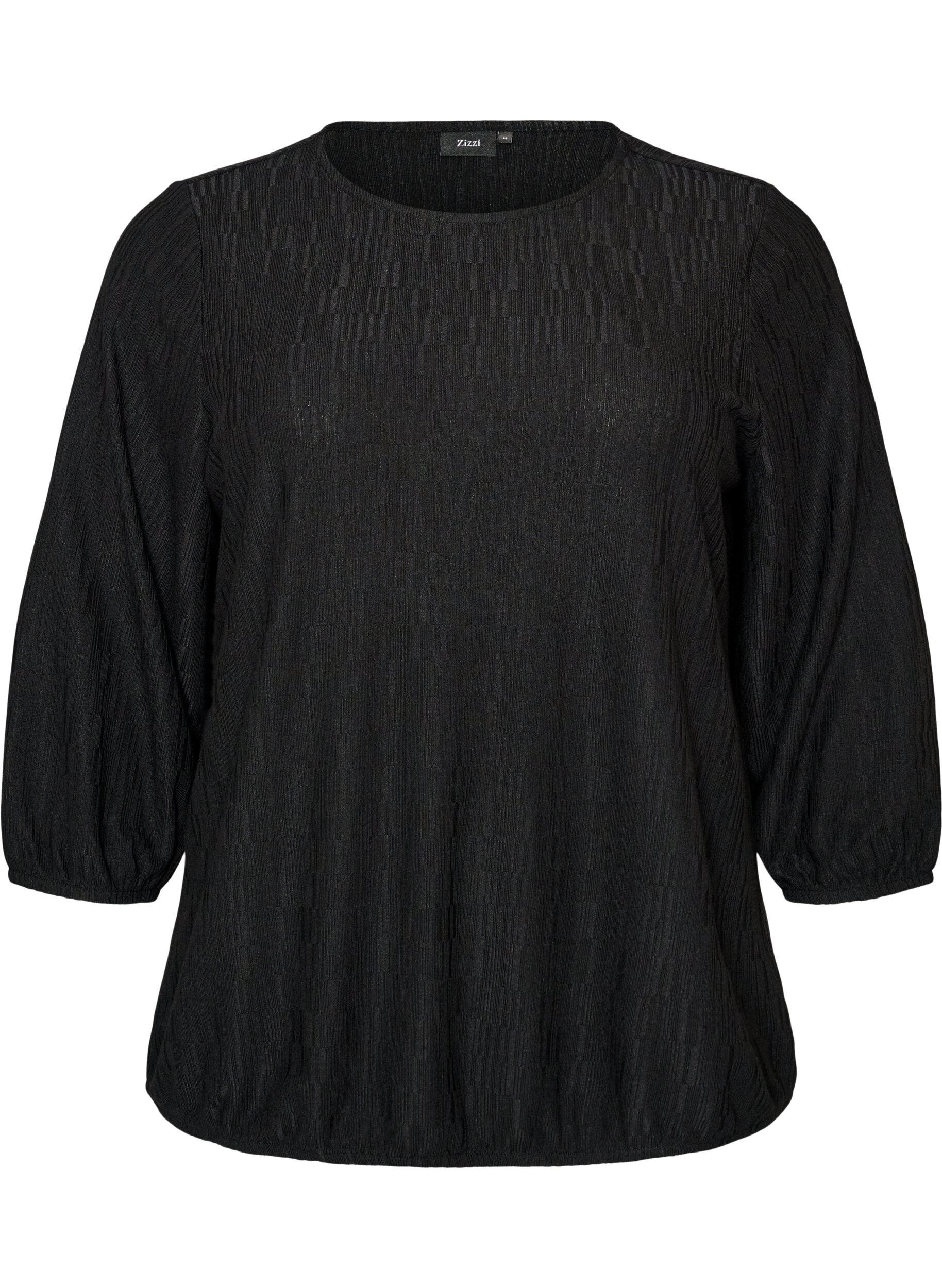 Bluse mit Struktur und 3/4-&Auml;rmeln