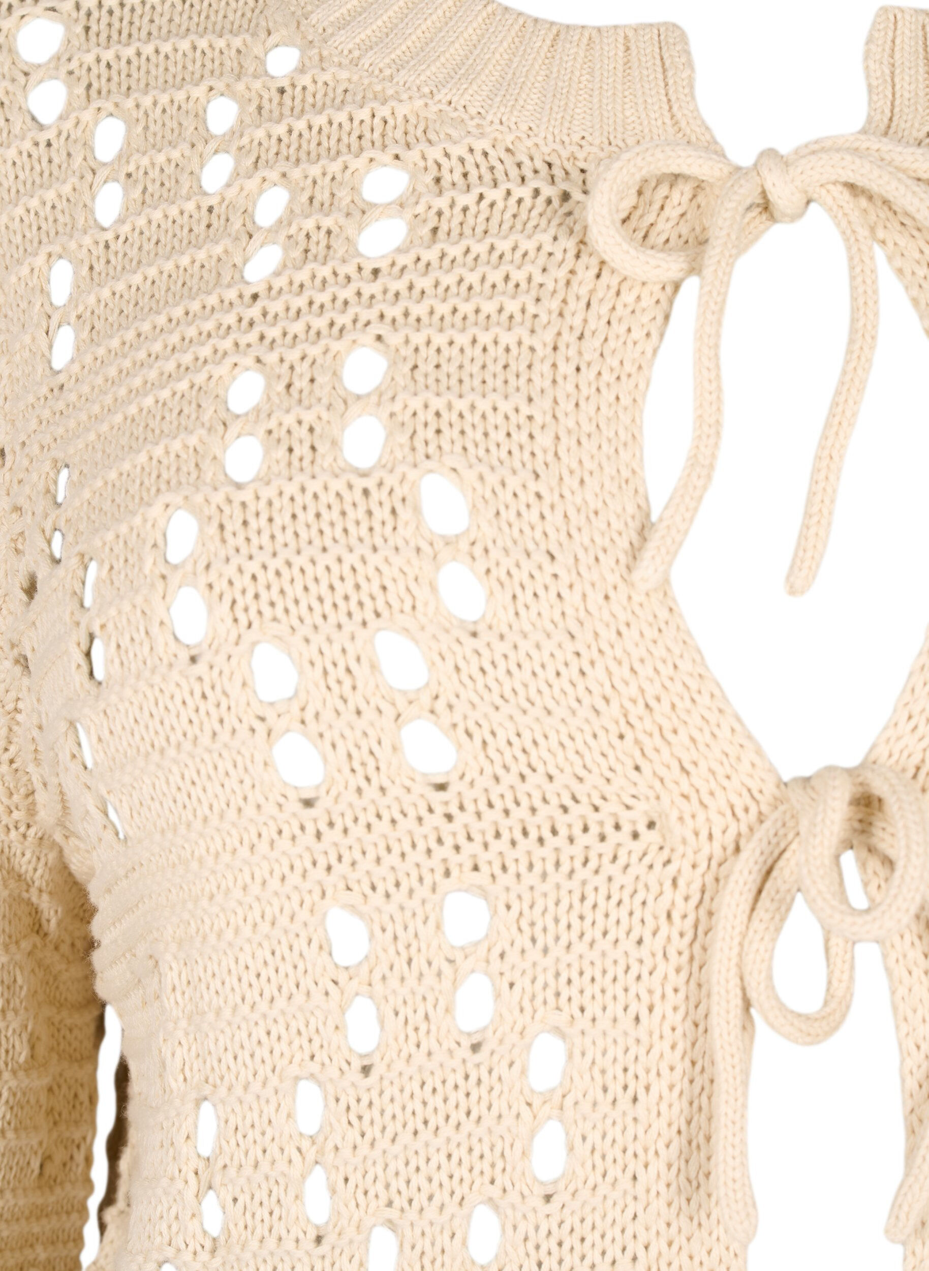 ZizziStrickjacke mit B&auml;ndern und Lochmuster, Birch, Packshot image number 2