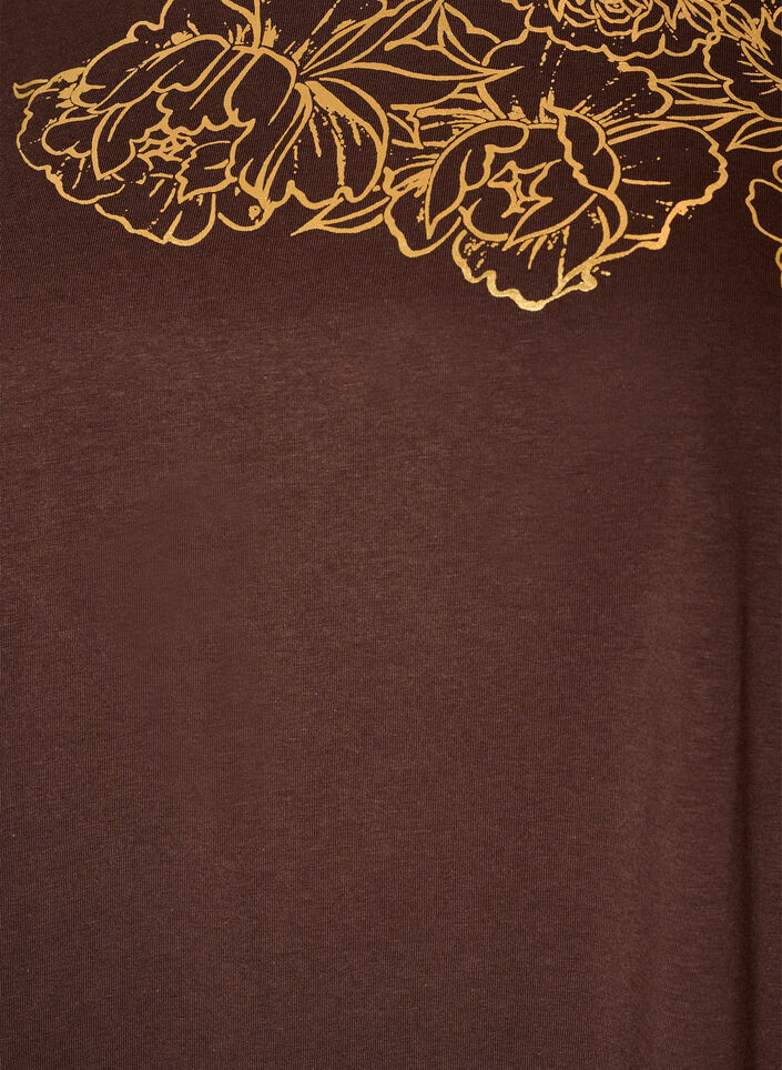 T-Shirt aus Baumwolle mit Blumenprint, Braun, Packshot image number 2