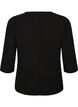 Bluse mit asymmetrischer Drapierung und 3/4-&Auml;rmeln, Schwarz, Packshot image number 1