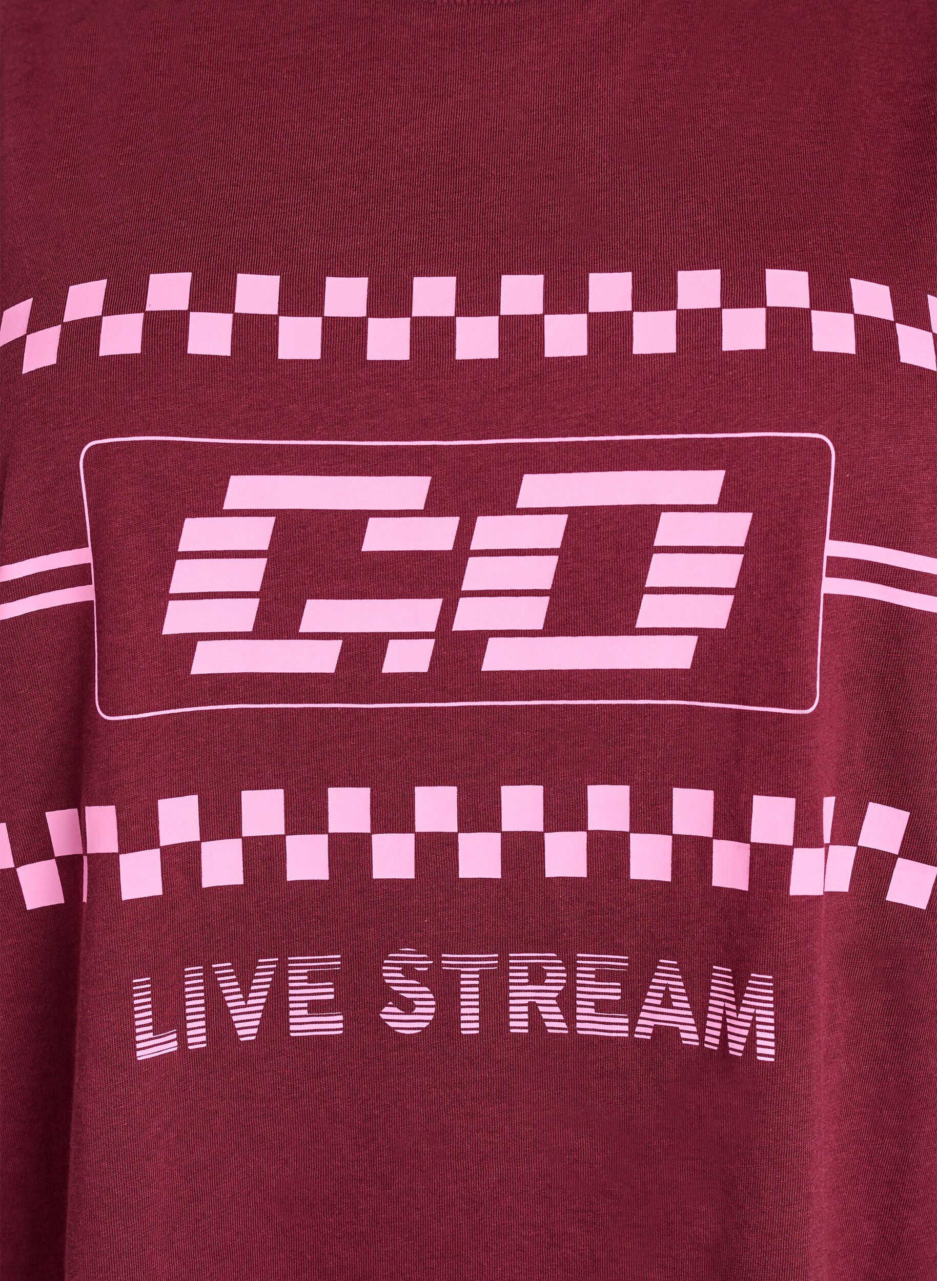 ZizziOversize-Shirt mit sportlichem Print, Dunkles Bordeaux, Packshot image number 2