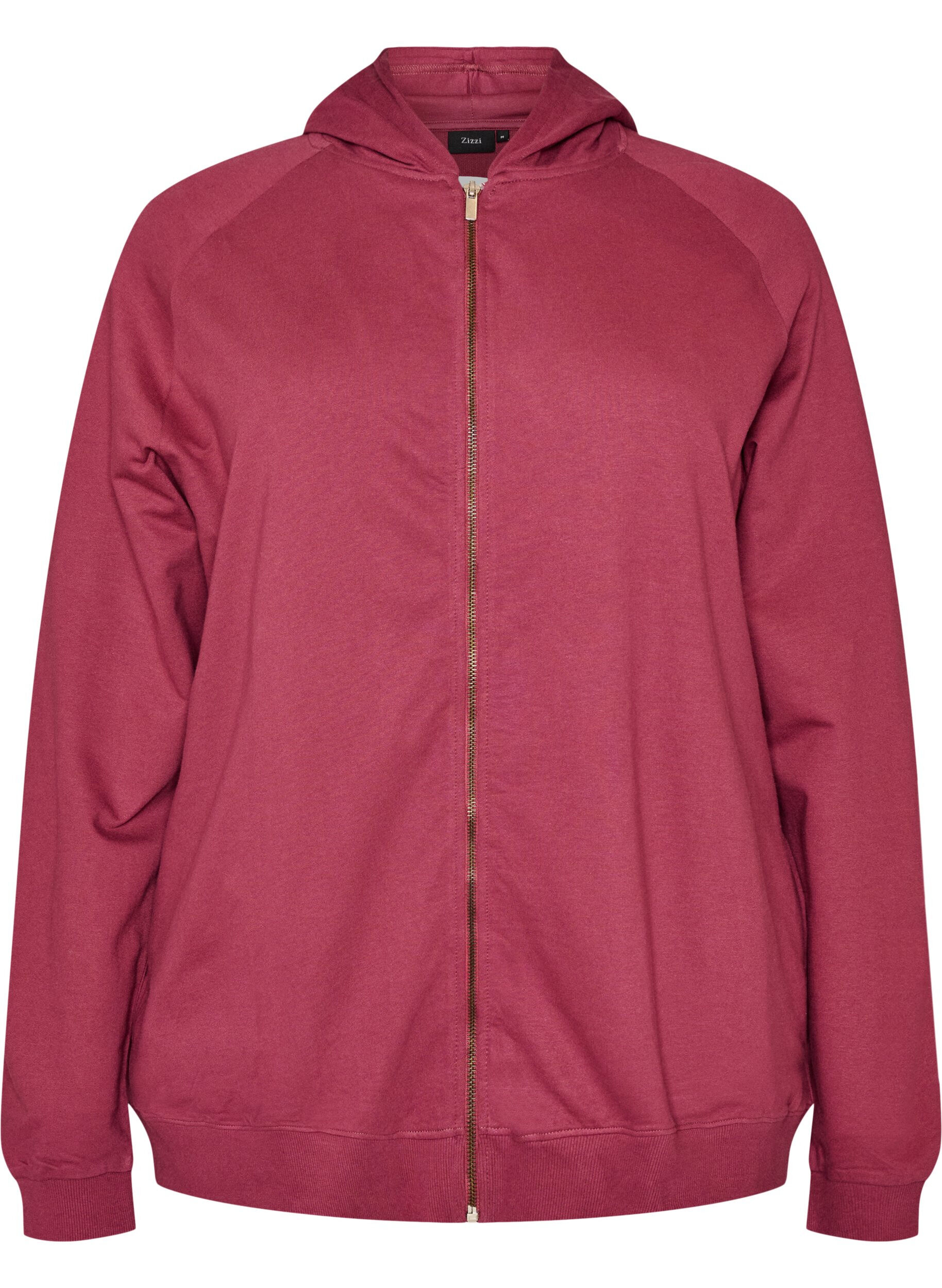 ZizziHoodie mit Rei&szlig;verschluss und R&uuml;ckendruck, Rot, Packshot image number 0