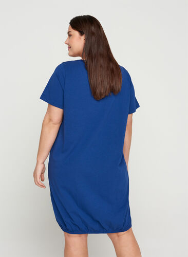Kurzarm Kleid aus Baumwolle, Twilight Blue, Model image number 1