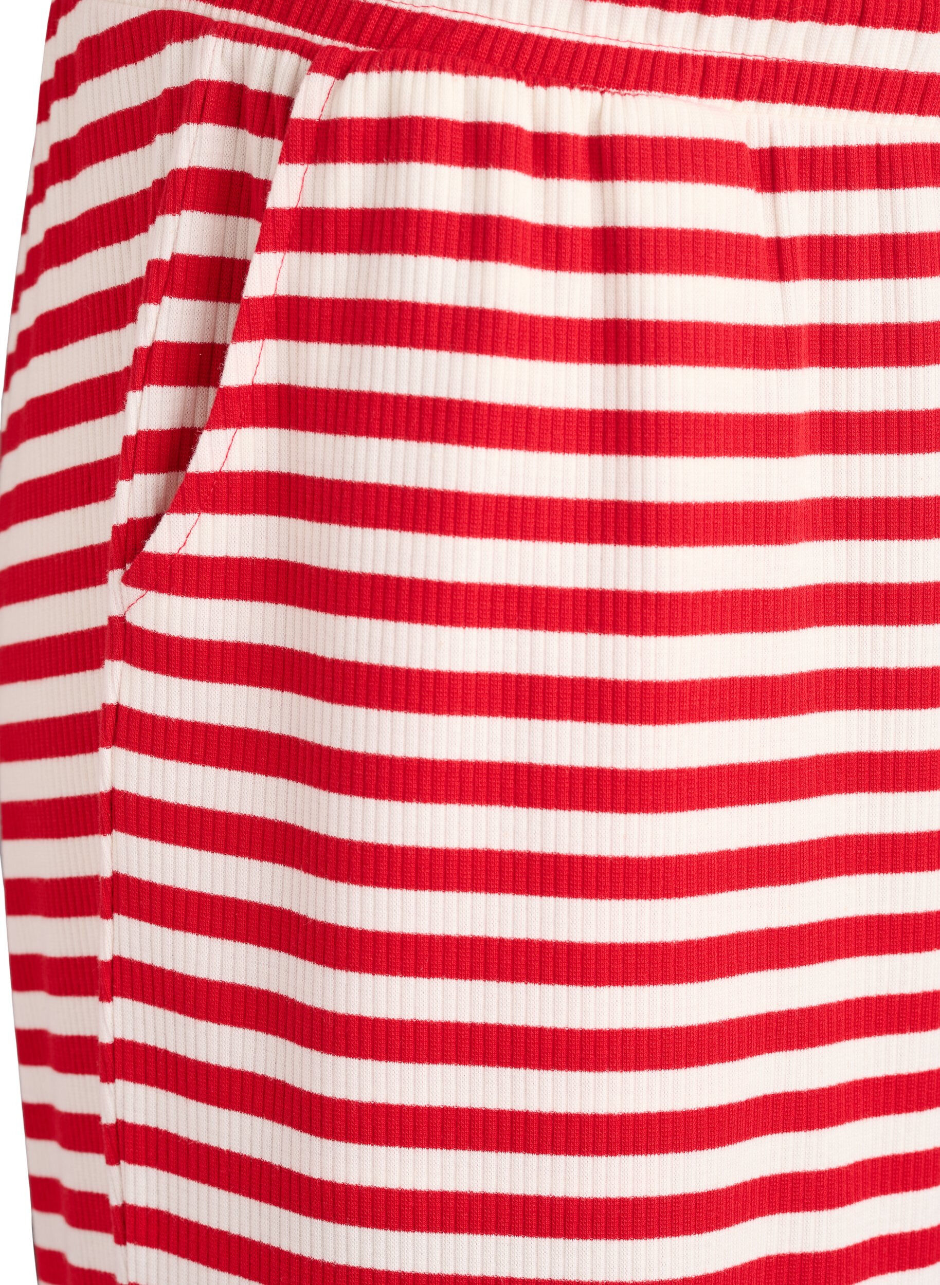 ZizziGestreifte Schlafanzughose mit hoher Taille und weiten Beinen, Rot, Packshot image number 2