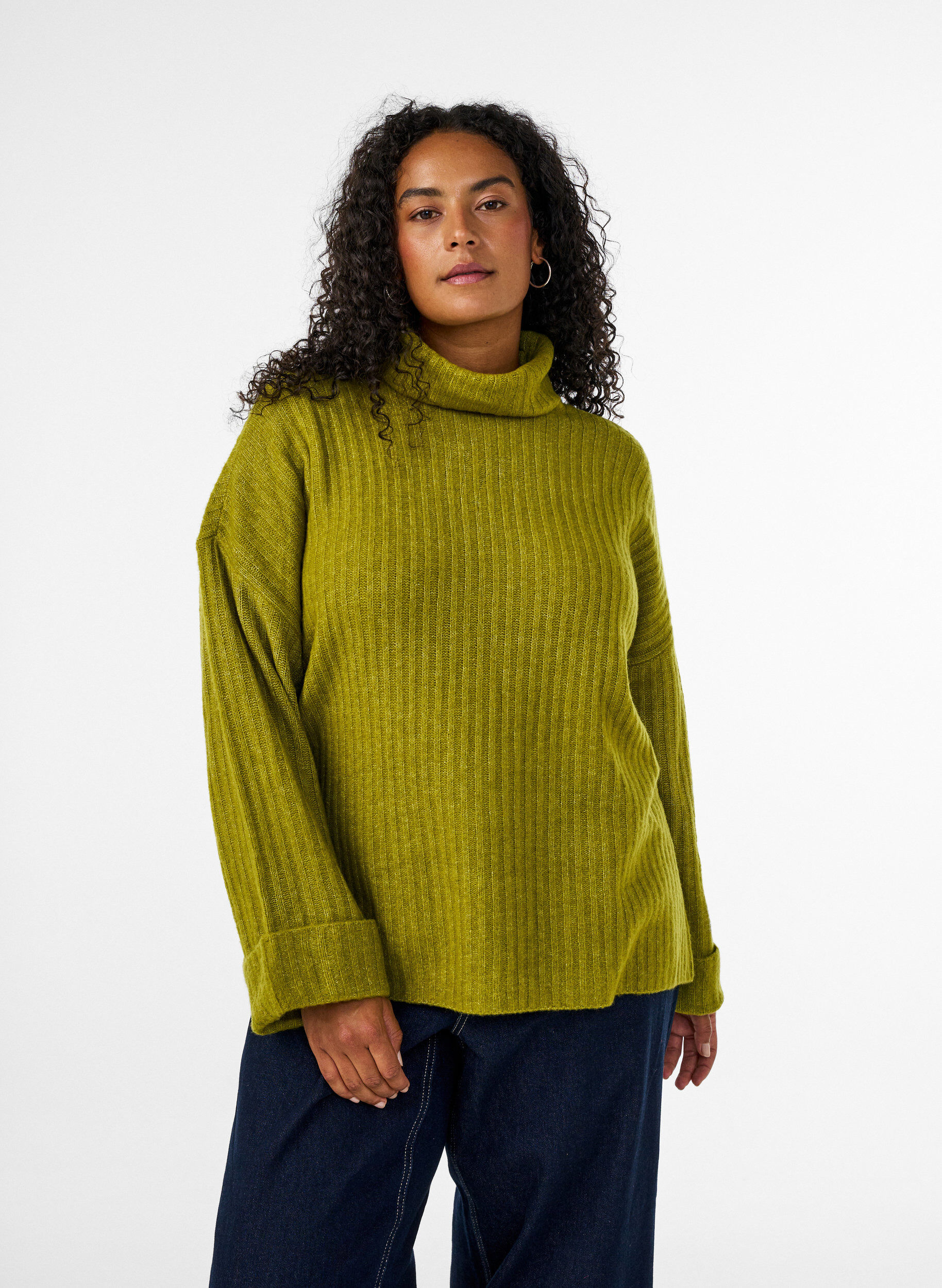 ZizziStricktop mit Rollkragen, Gr&uuml;n, Model image number 0