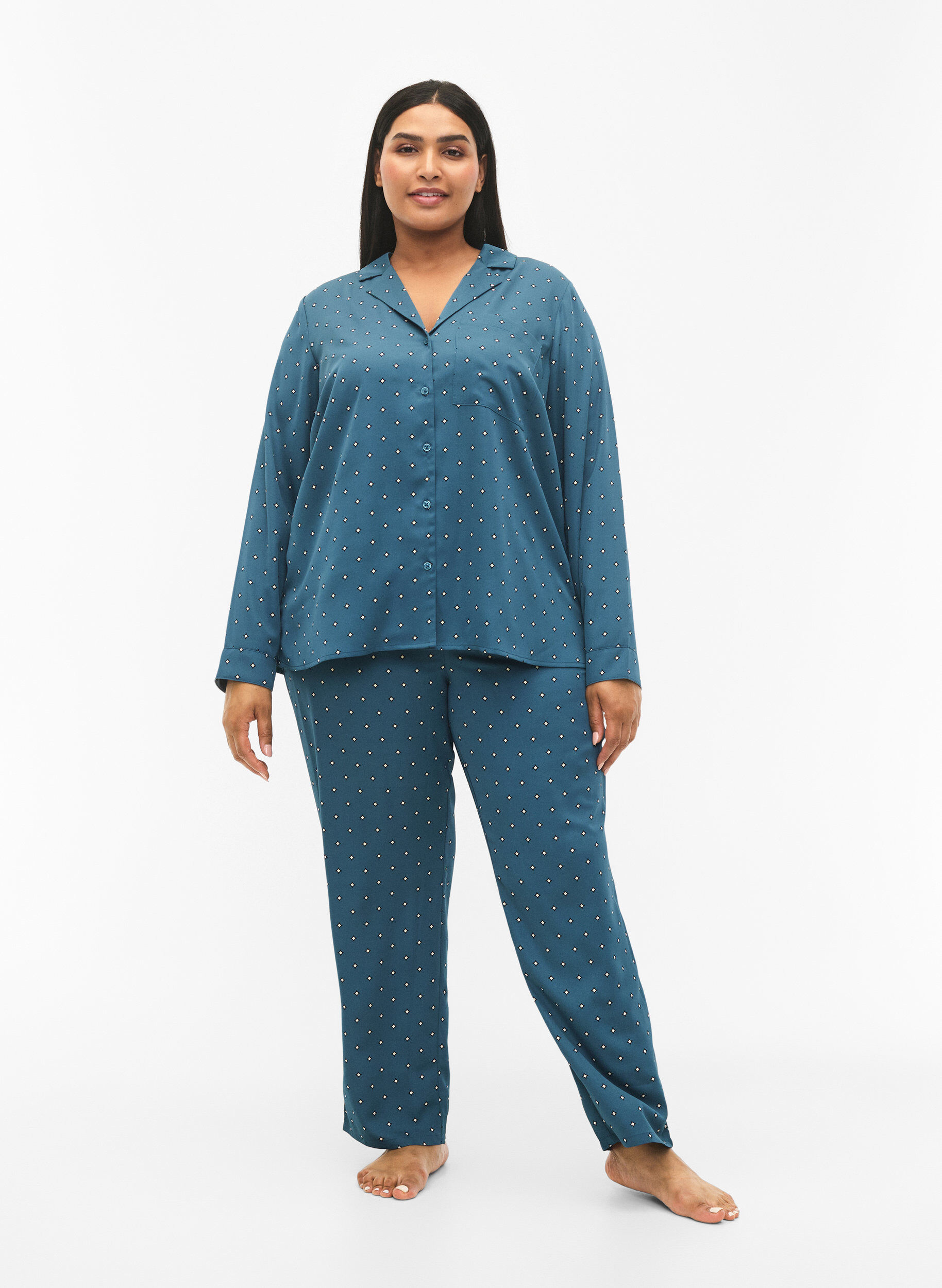 ZizziGedruckte Pyjamahosen, Balsam AOP, Model image number 0