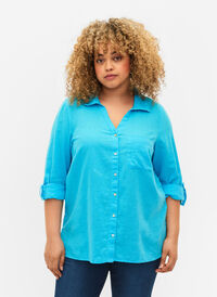 Hemdbluse mit Knopfverschluss, Blue Atoll, Model