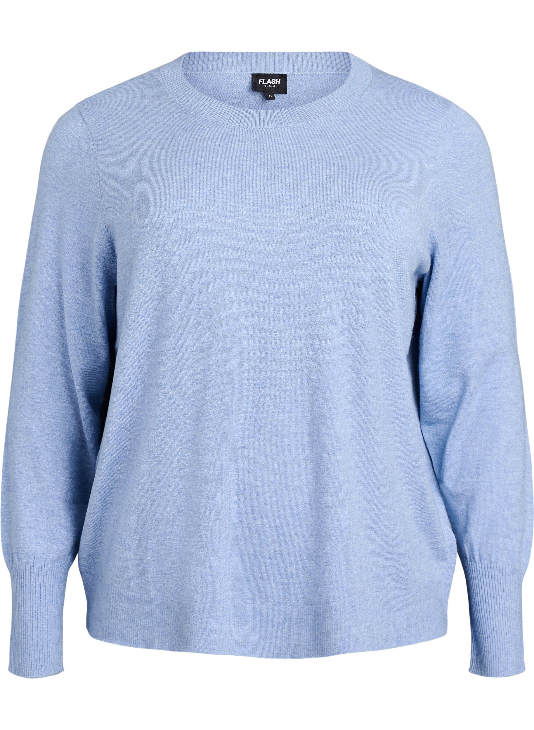 ZizziStrickpullover mit Rundhalsausschnitt, Blau, Packshot image number 0