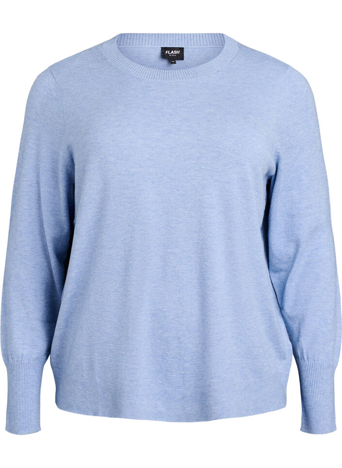 Strickpullover mit Rundhalsausschnitt, Blau, Packshot image number 0