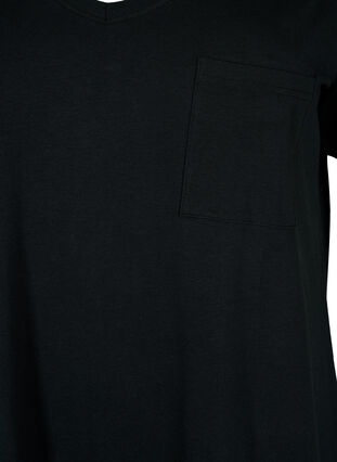 Kurzärmeliges Baumwollkleid mit Schlitz, Black, Packshot image number 2