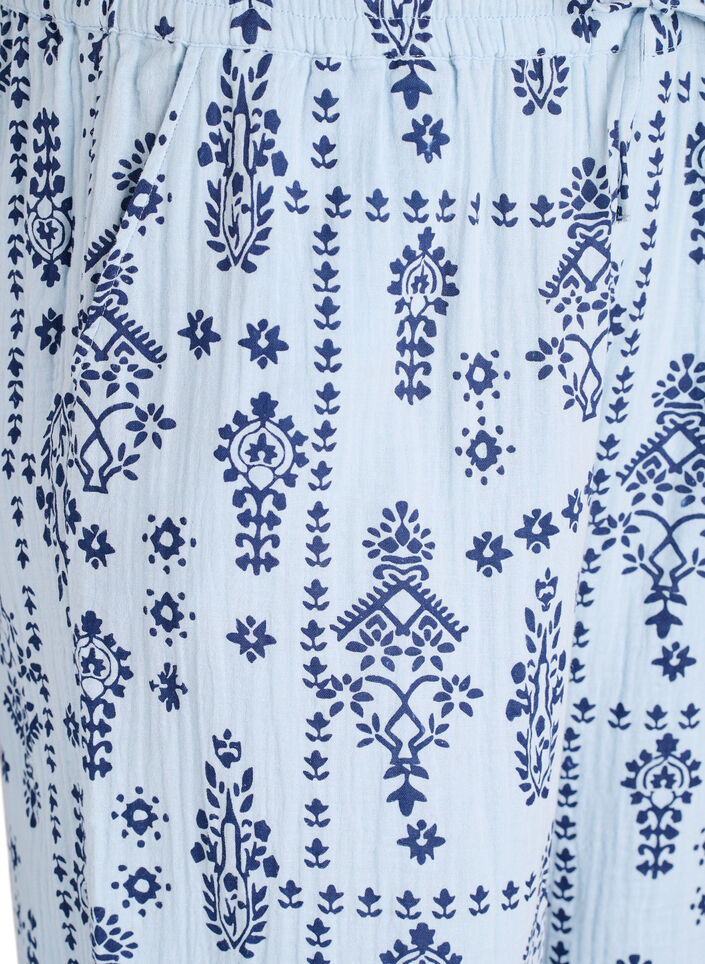 Lockere Hose aus Baumwollmusselin mit Punkten, Blau, Packshot image number 2