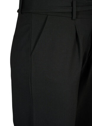 Hose mit hohem Bund, Rüschen und Bindeband, Black, Packshot image number 2