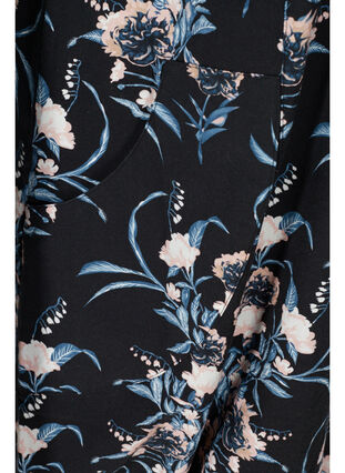 Kurzarm Baumwollkleid mit Print, Black Flower, Packshot image number 3