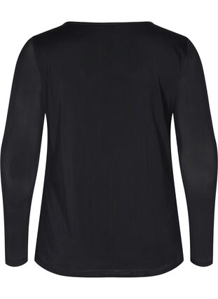 Enganliegende Bluse mit Mesh, Black, Packshot image number 1