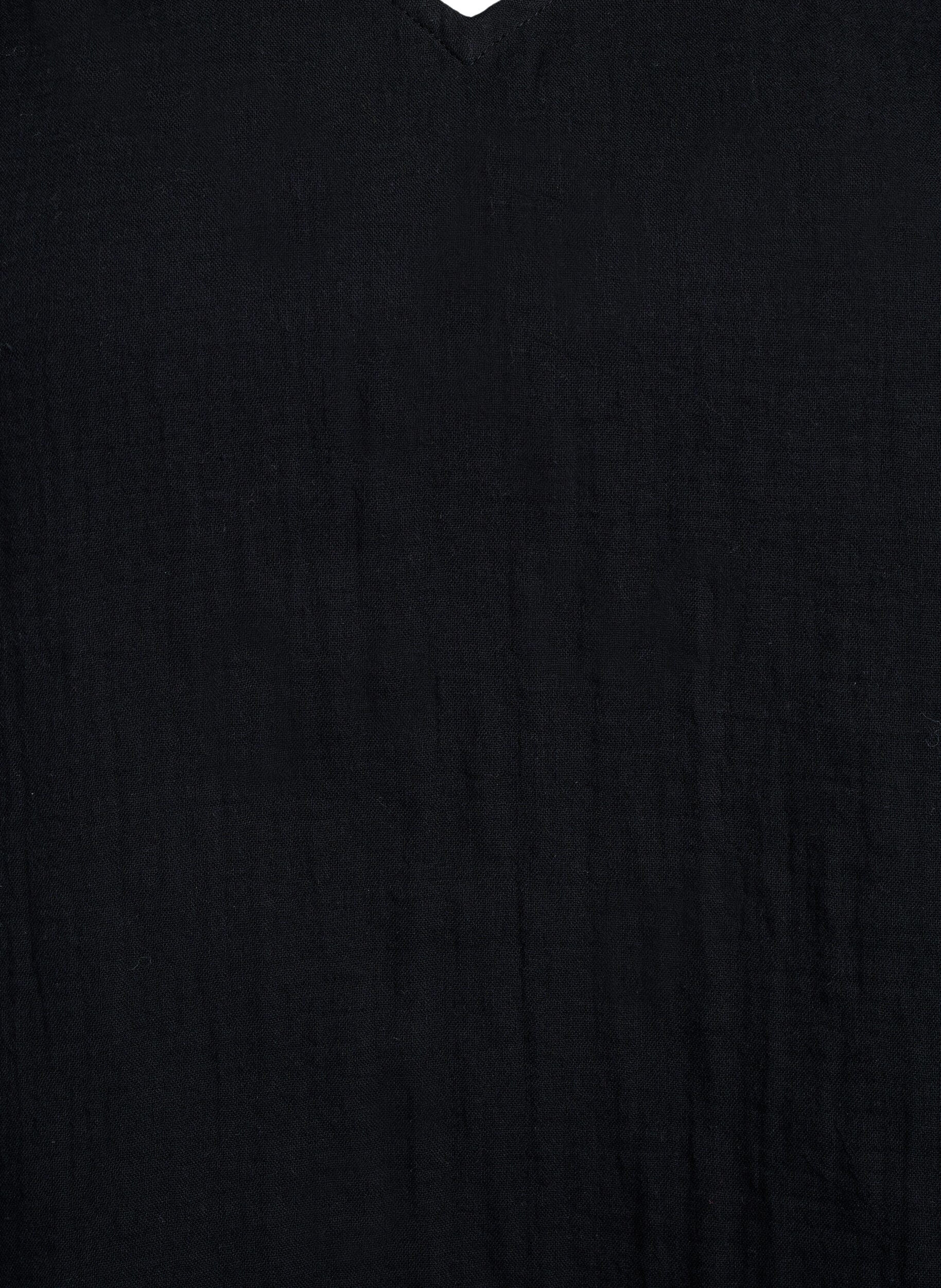 Zizzi&Auml;rmelloses Oberteil aus Baumwollmusselin mit R&uuml;schen, Schwarz, Packshot image number 2