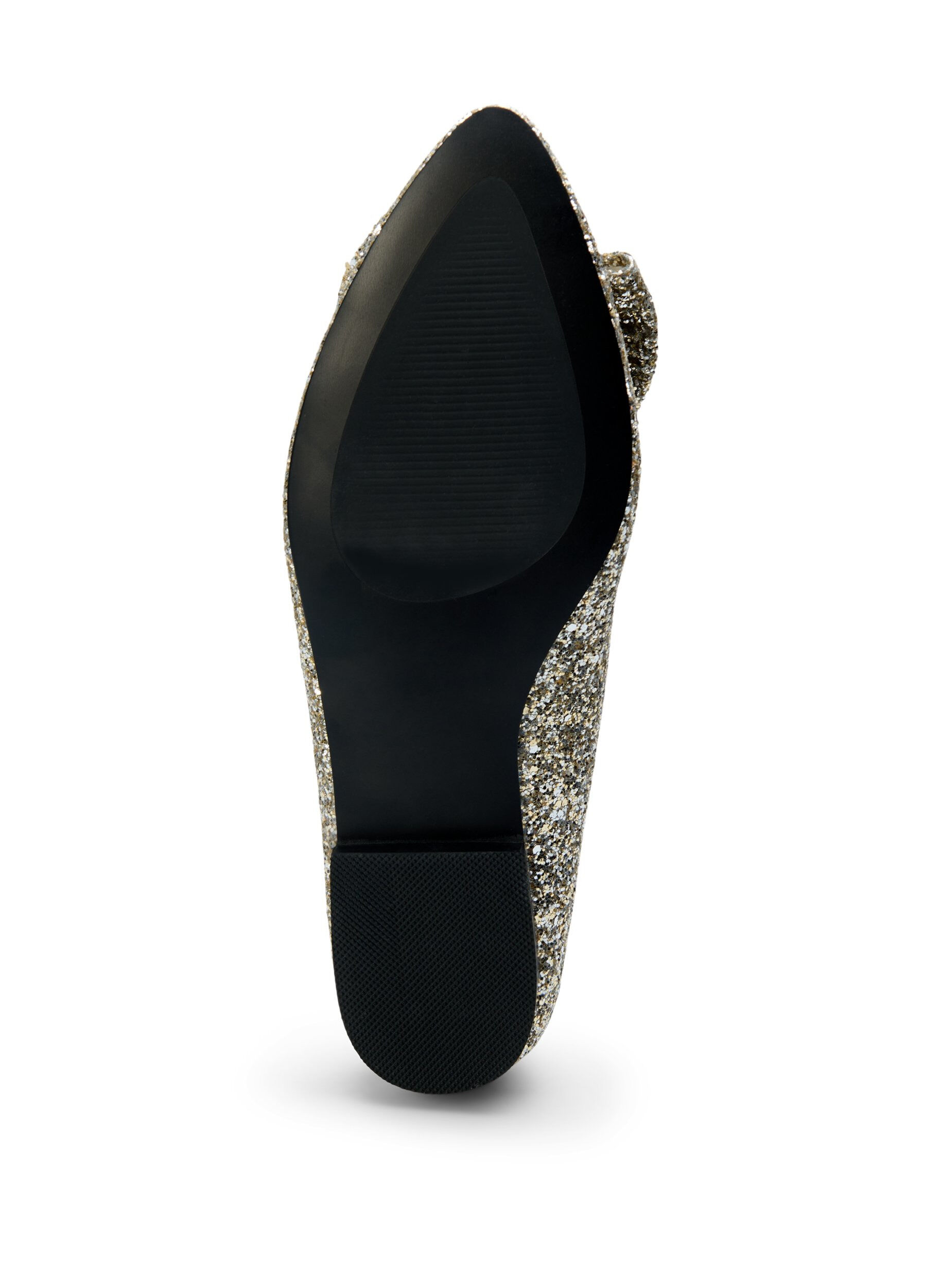 ZizziGlitzer-Ballerina mit weiter Passform und Schleife, Gold Glitter, Packshot image number 4