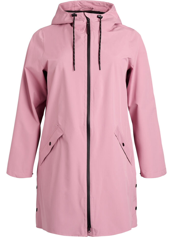 Regenjacke mit Taschen und Kapuze, Rot, Packshot image number 0