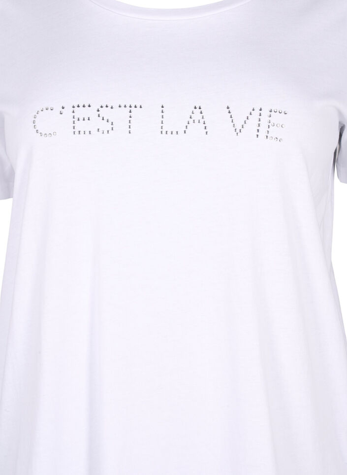 T-Shirt mit Strasssteinen, B.White W.Rhinestone, Packshot image number 2